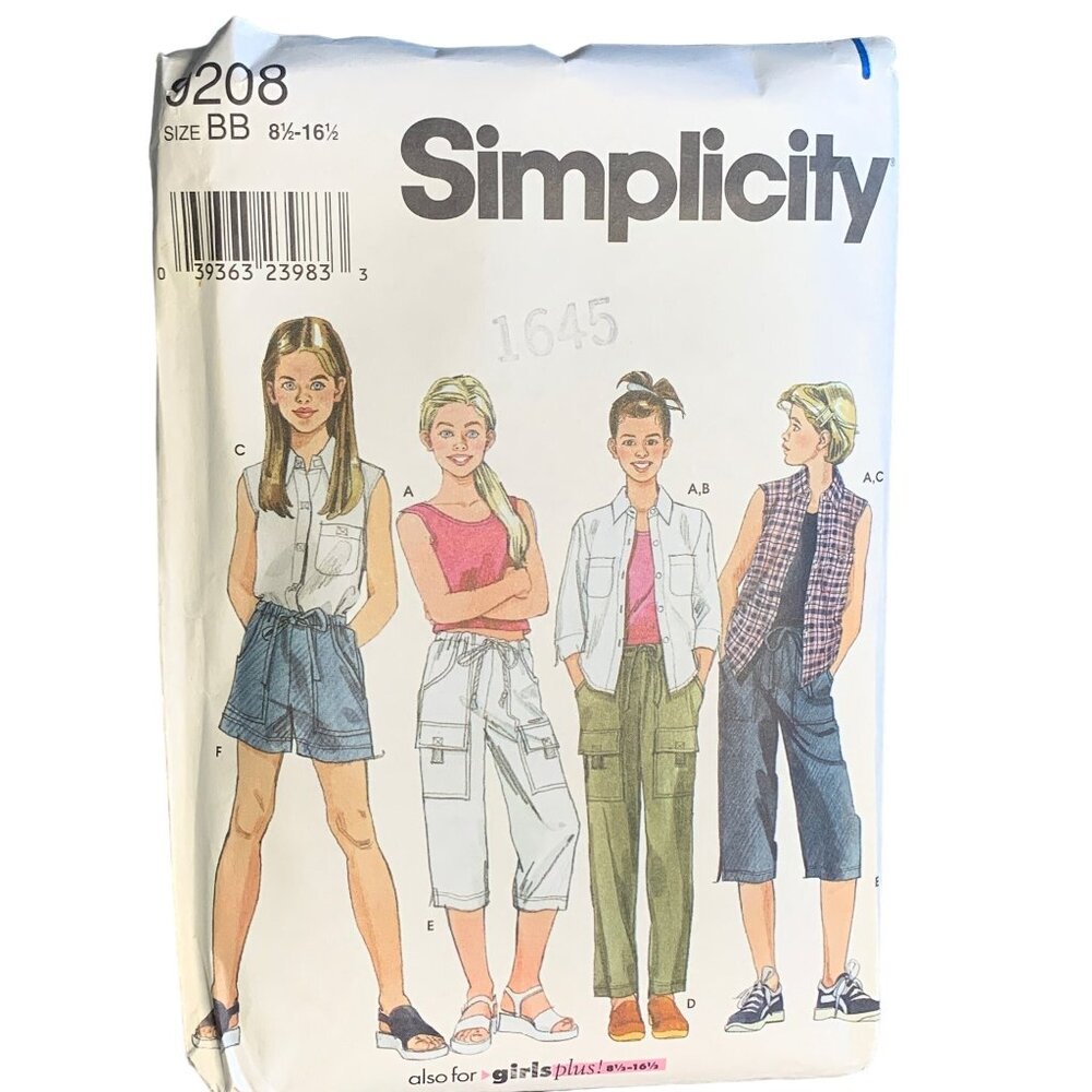 Simplicity Girls Shirt Pants Shorts Top Sewing Pattern Sz8.5-16.5 9208 - Uncut